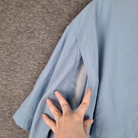 Orvis Shirt Men XXL Blue Button Down Short Sleeve Vented Fishing Hiking Tech - Picture 8 of 15